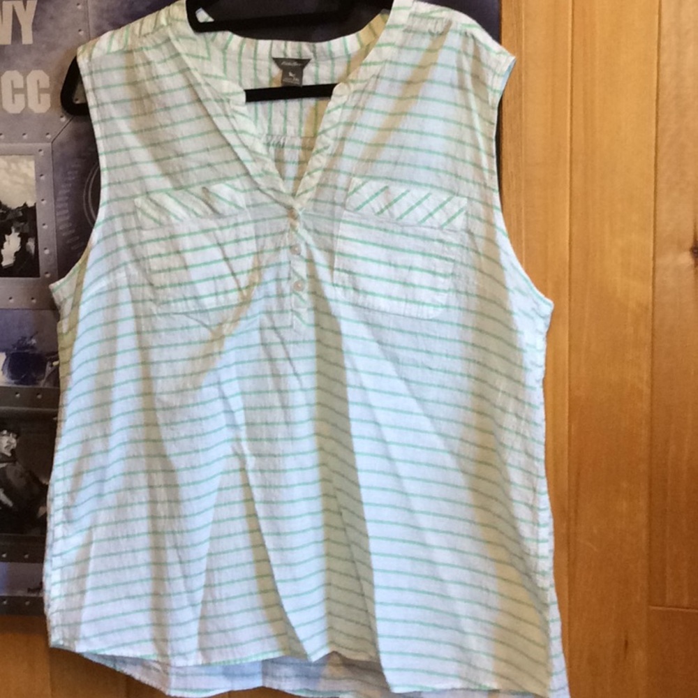 White with Green Stripes Eddie Bauer Tank